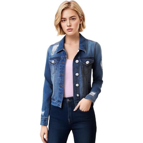 High-Quality 2024 Summer Urban Style Elegant Denim Open-Front Long-Sleeve Square Collar Women's Shirt Manufacturer Wholesale