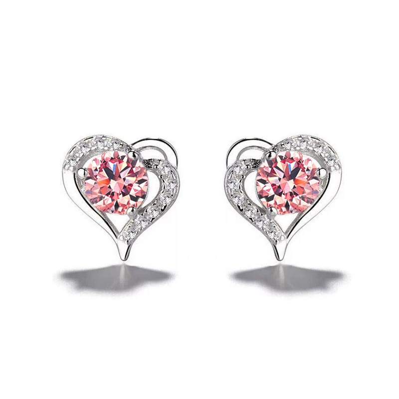 Серьги сердце, модный аксессуар, стиль корея, серебро 925 образец, корейский стиль