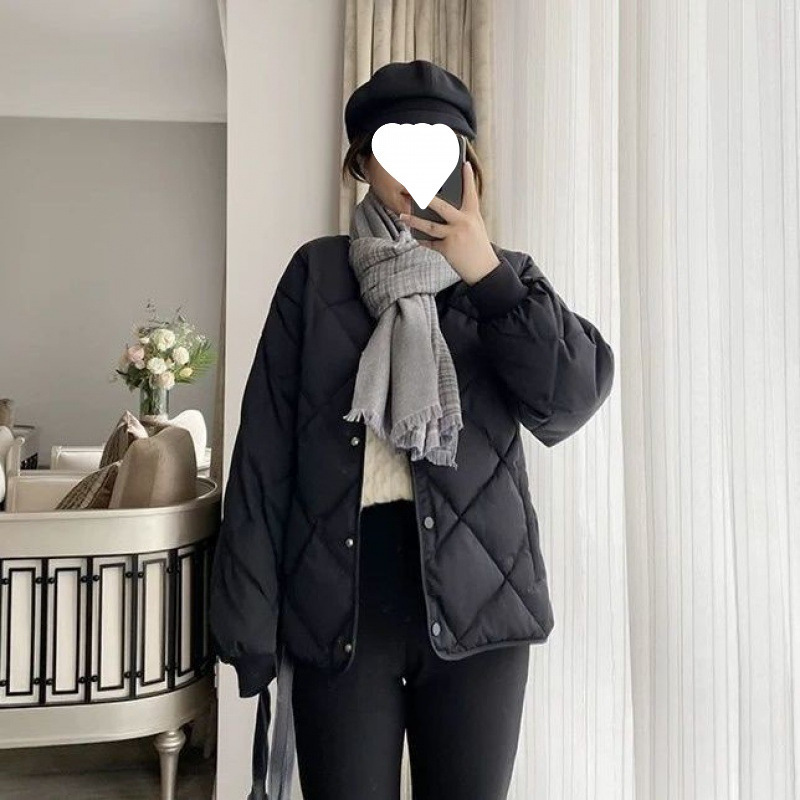 Women's down Jacket with Diamond Pattern, Short Style, Designer-Inspired, 2026 New Model, Women's Spring and Winter Korean Style White Duck down Coat