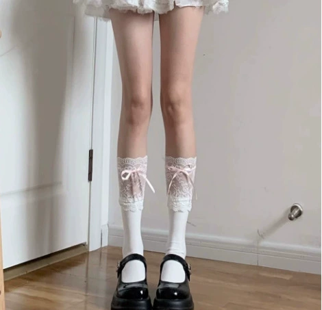 Носки до колена и прозрачные колготки, бантик, сексуальные knee‑high чулки весны — один размер