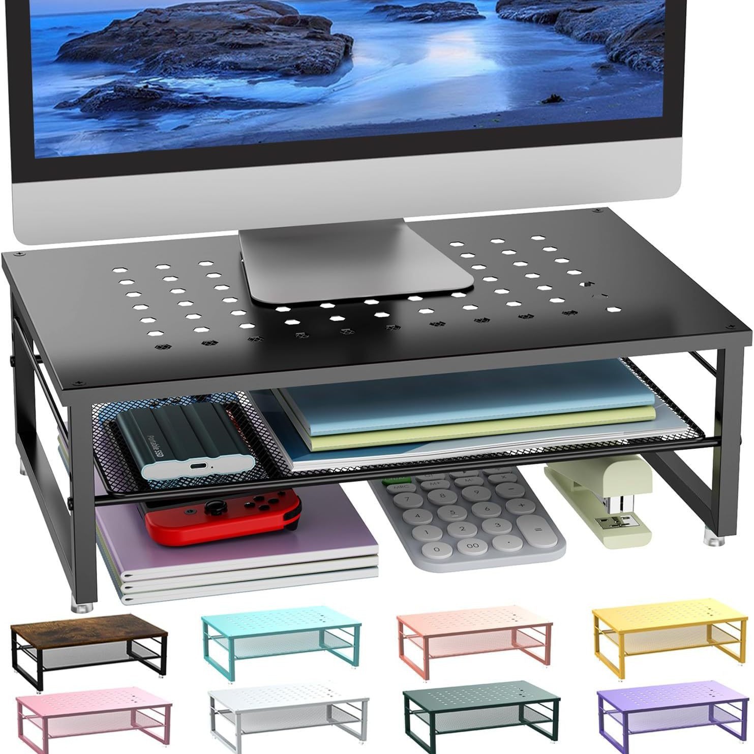 Desktop Storage Rack Computer Monitor Heightening Bracket Double-Layer Metal Storage Rack Home Storage Rack