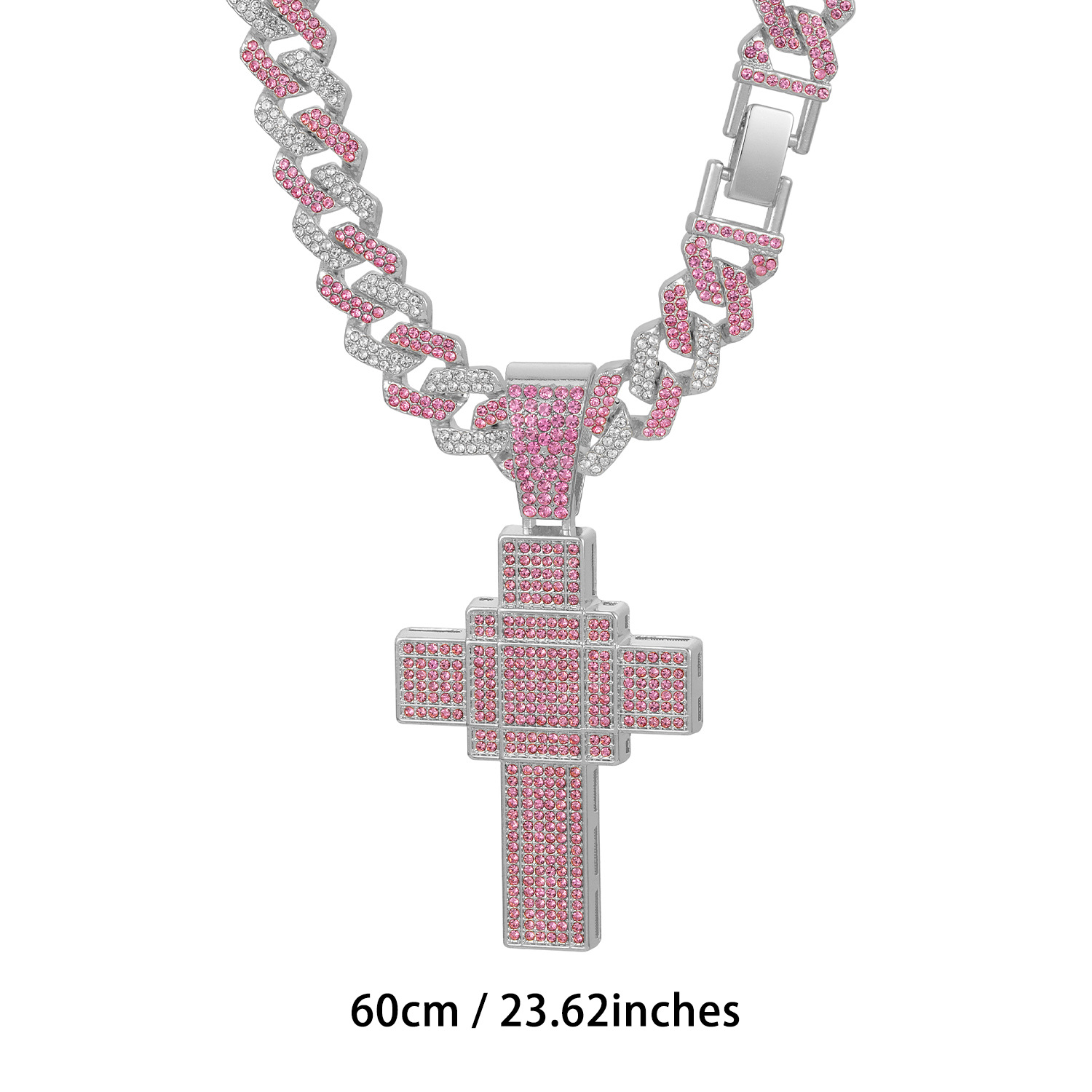 Collana con croce tridimensionale rosa oversize da donna_voghion.com
