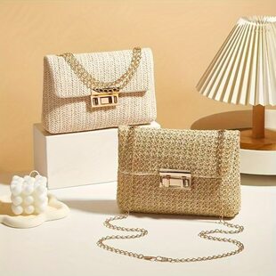 Cute fashionable straw summer trend universal one-shoulder bag, chain bag