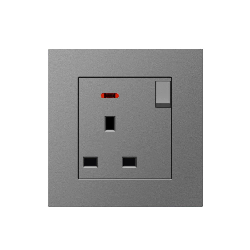 Hong Kong and Macau British 13A socket USB with Type-C plugging in Su-English bidding switch PC gray panel