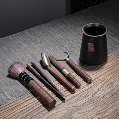 Ebony Wood Tea Ceremony Six Gentlemen Set Kung Fu Tea Set Accessories 6 Gentlemen Tea Making Tools Tea Needle Clamp Tea Knife