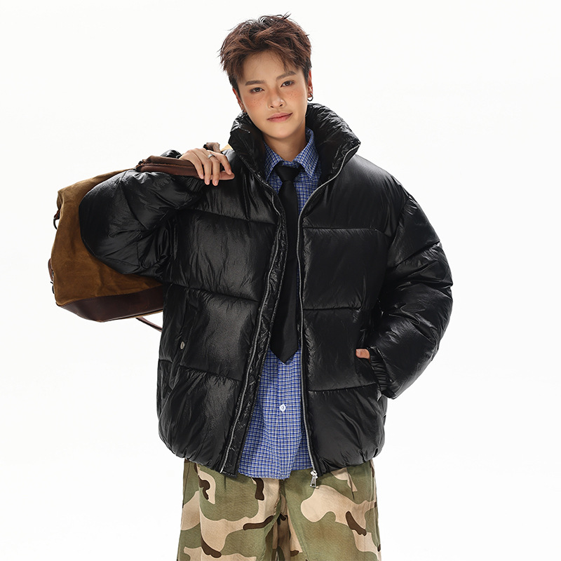 Nylon-Baumwollwattierte Kleidung für Damen und Herren, lockere Baumwollwattierte Jacken, Brotkleidung, Stehkragenjacken für Herren_voghion.com