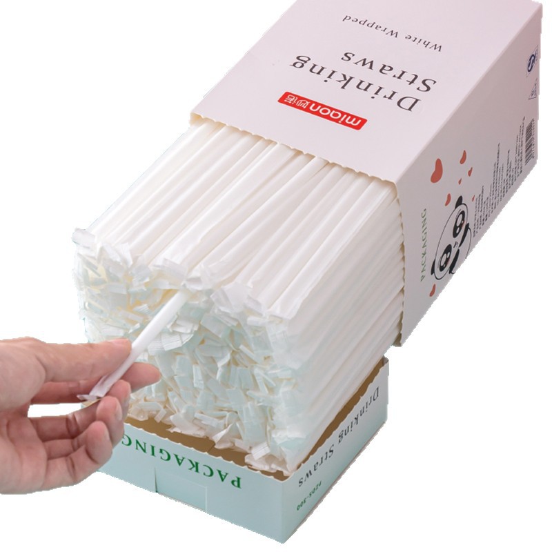 Paquete desechable de paja para madres y bebés de grado alimenticio de succión fina de plástico para té de leche grueso