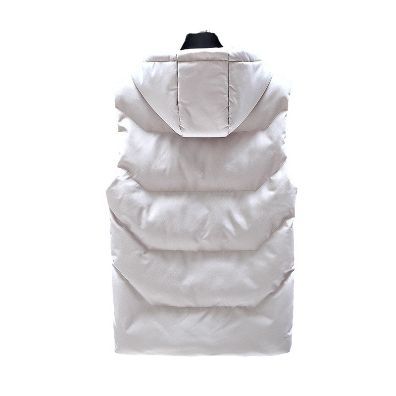 Comercio exterior transfronterizo otoño y invierno nuevo chaleco de algodón hombre tendencia delgada chaqueta de algodón sin mangas encapuchado chaqueta de color sólido hombre