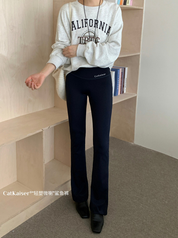 CatKaiser轻塑微喇鲨鱼裤女秋款修身显瘦高运动瑜伽可外穿打底裤|undefined