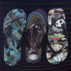 Korean Version Personal Social Trend Influencer Beach Slippers for Men Summer Herringbone Men's Angle Student Fashion Outer Wear Anti-Slip