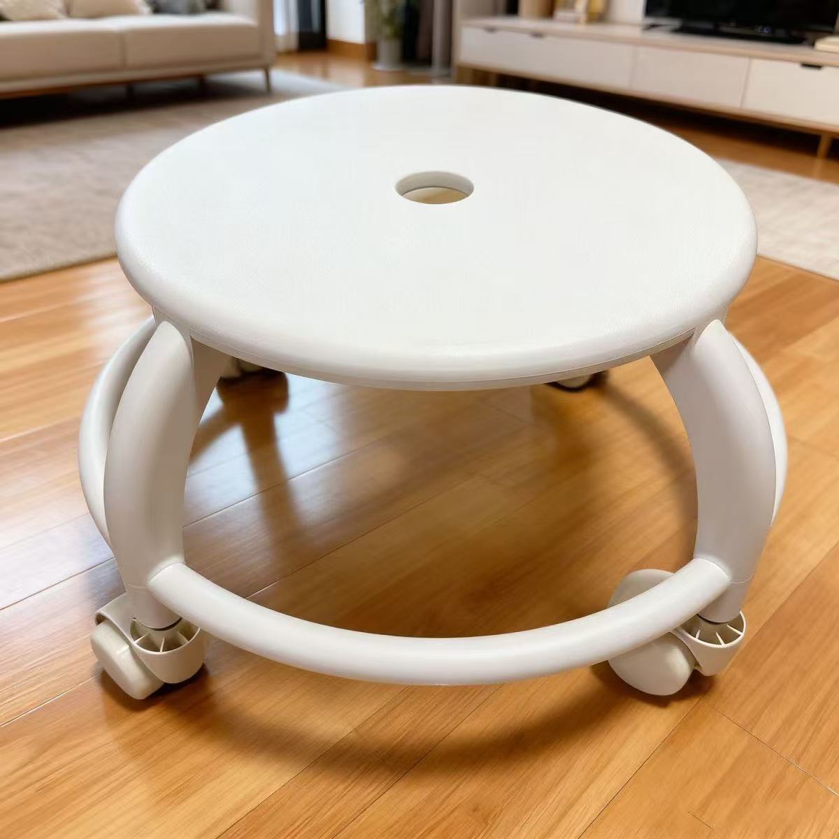 Polia bajo taburete de plástico taburete redondo silencioso para niños giratorio doméstico con bambina de belleza taburete de rueda universal bandeja de maceta