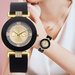2021 New Fashion Women's Diamond-Studded Silicone Watch, Trendy Quartz Student Watch