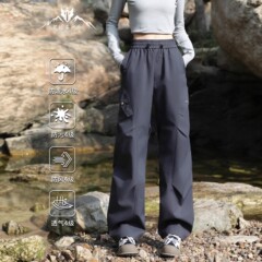 大牌工装裤女胖mm大码显瘦小个子速干休闲裤户外运动登山冲锋裤男