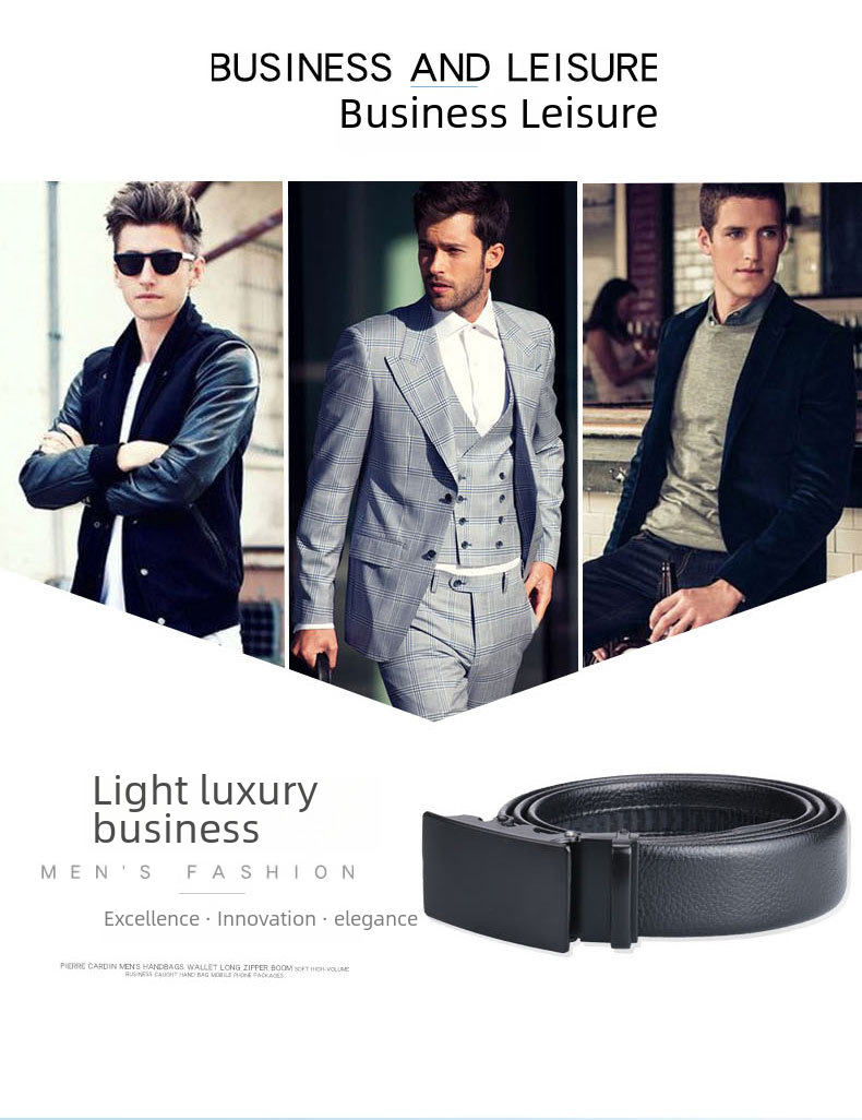 New Men's Automatic Buckle Gift Belt Edge Pvc Wear-resistant Scratch-resistant Men's Pants Belt A Large Number Of Spot Wholesale_voghion.com