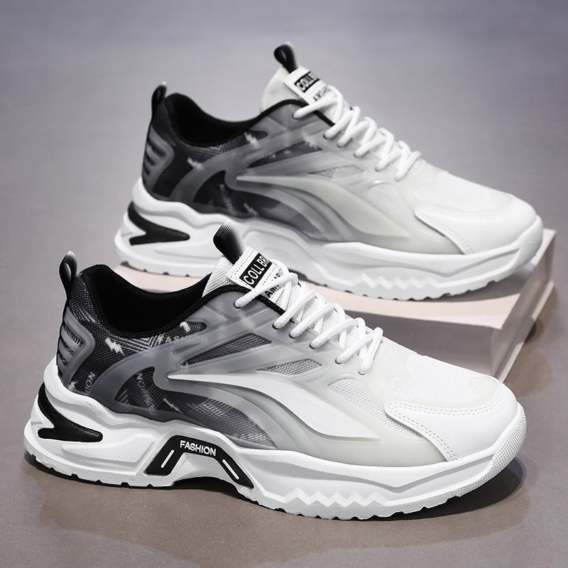Zapatos de hombre de verano 2025, nuevos zapatos de corrida de malla, popularidad en línea, zapatos de moda de suela gruesa para hombres