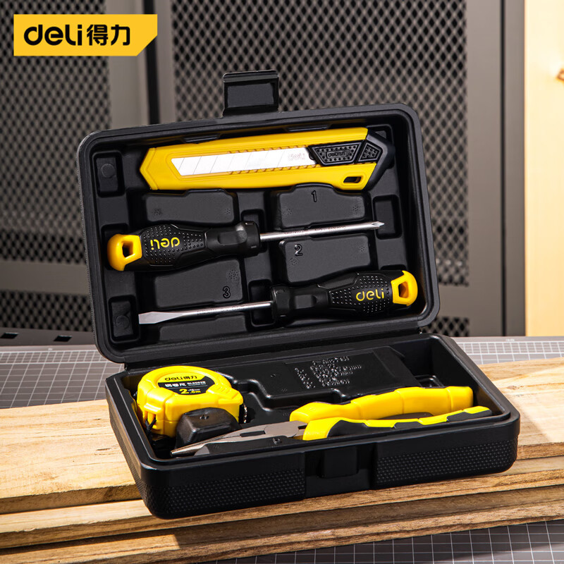 得力工具 套装家庭维修水电工常用手动五金工具5件套 DL1005JT