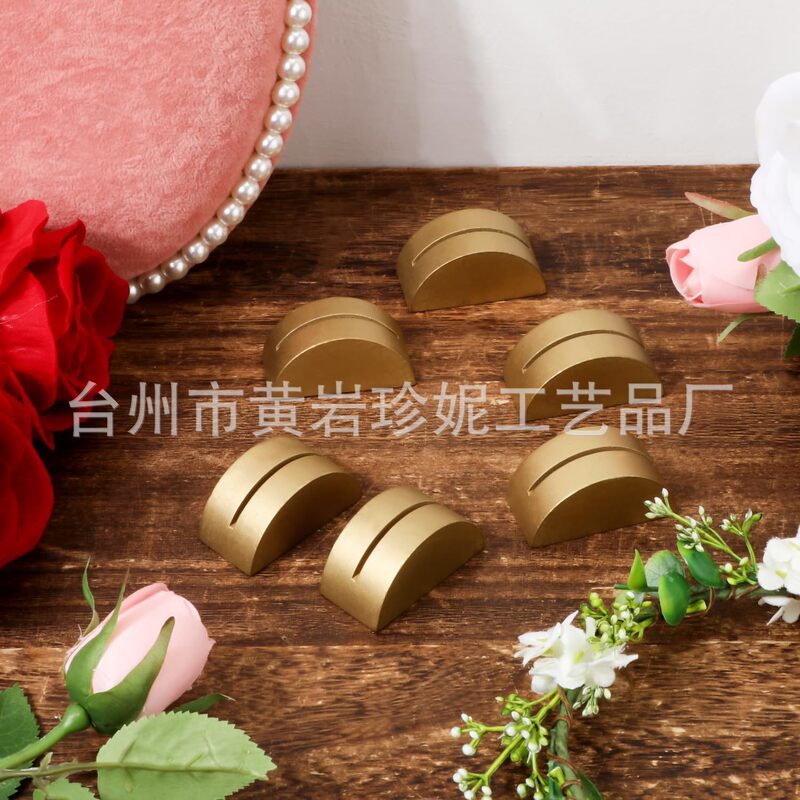 跨境供应荷木金色底座名片夹照片婚庆席位牌摆件名片夹便签夹站牌|undefined