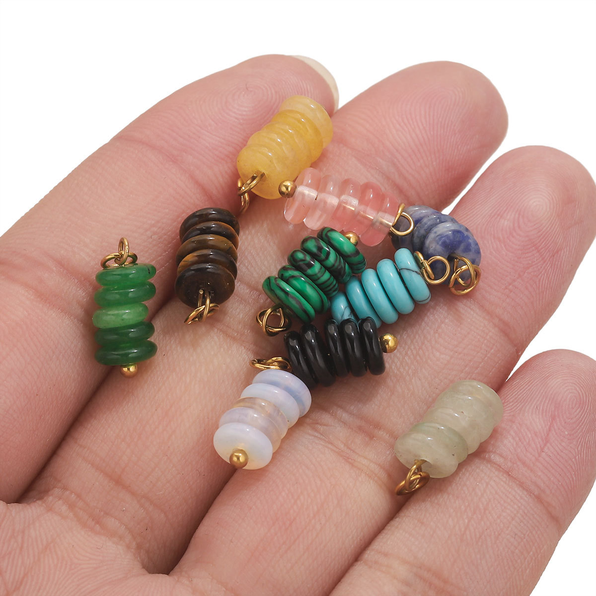 Acero inoxidable ojo de tigre piedra piedra natural perlas DIY joyería hecha a mano cuentas pendientes pulseras accesorios