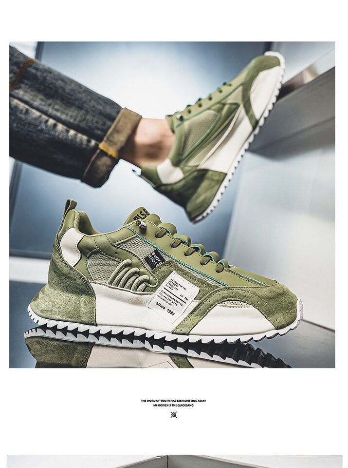 Giày thể thao nam sneaker thoáng khí đế cao su gót thấp tăng chiều cao — C681 màu trắng, C681 màu xanh lá, C681 màu đen chi tiết 1