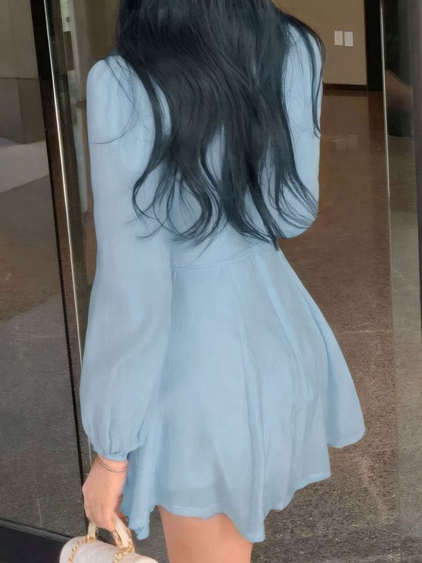 スクエアネックの韓国風フレンチスタイルの女性の夏の高級ドレス、背の高い女性向けのふわふわのセレブスタイルのスカート|undefined