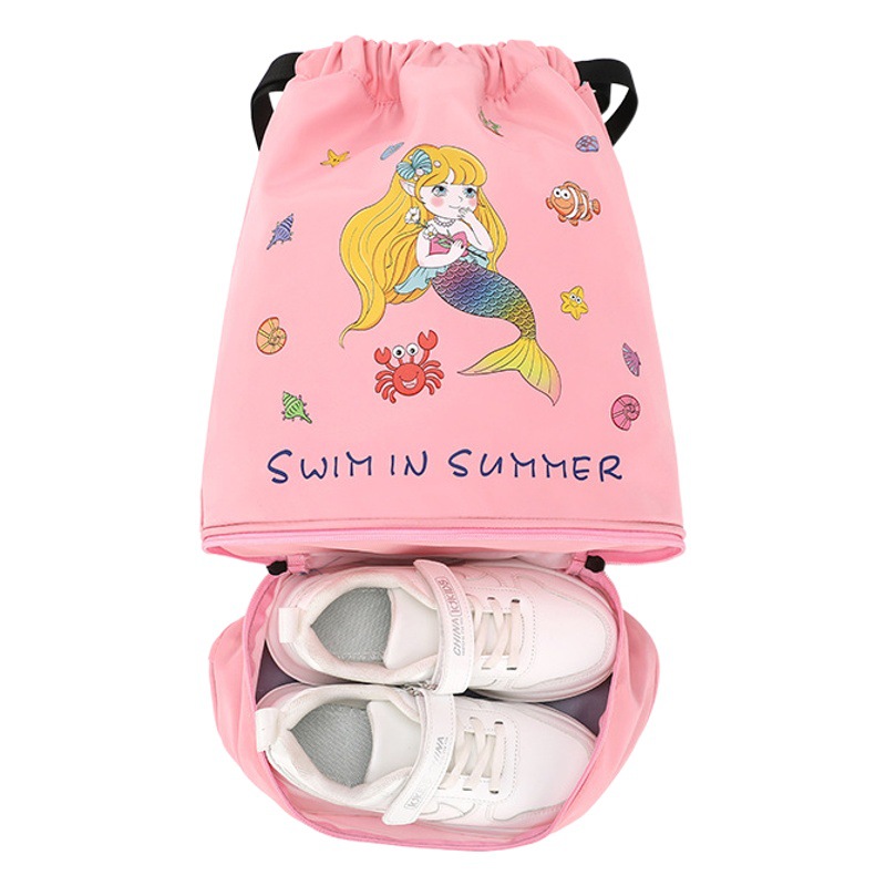 Factory wholesale new children's cartoon swimming bag wet and dry separation storage drawstring bag backpack shoes beach bag