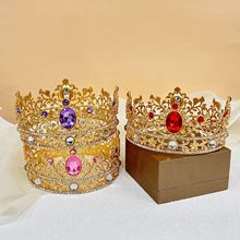 新款原创外贸热销大宝石皇冠头饰欧式新娘合金儿童生日王冠发饰