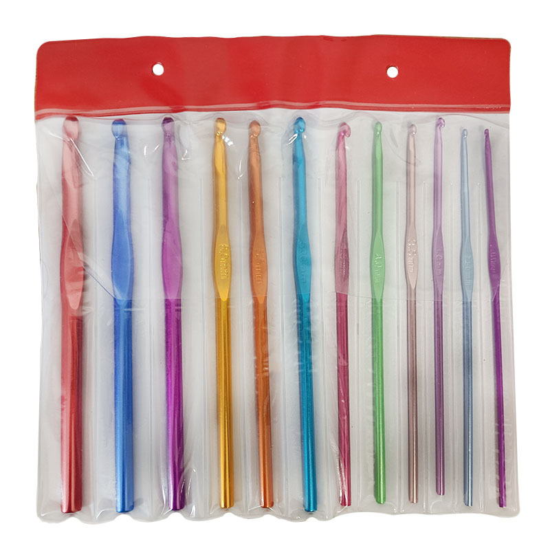 彩色氧化铝单头编织钩针  DIY手工钩针套装  毛衣针 编织工具套装