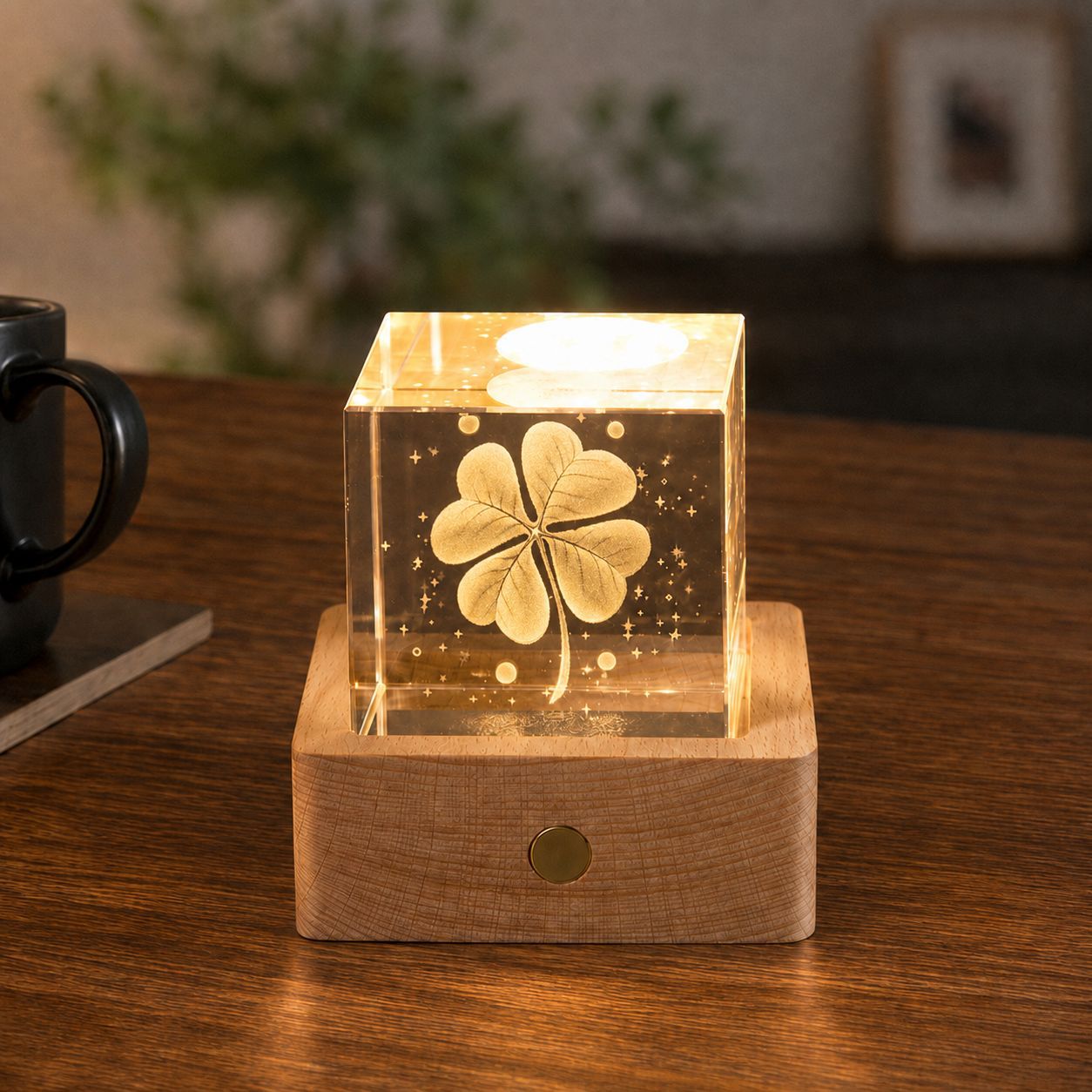Lámpara de Noche de Cristal con Forma de Nube, Cubo Pequeño de Cristal, Adorno Creativo para Escritorio, Lámpara de Noche, Árbol de Cristal, Regalo para Niña, Transfronterizo