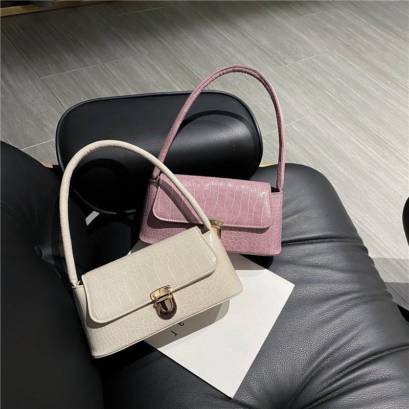 French Small Crowdsourcing Bag Women's 2024 New Internet Celebrant Popular Shoulder Bag Korean Versatile Stone Pattern Fashionable Underarm Bag
