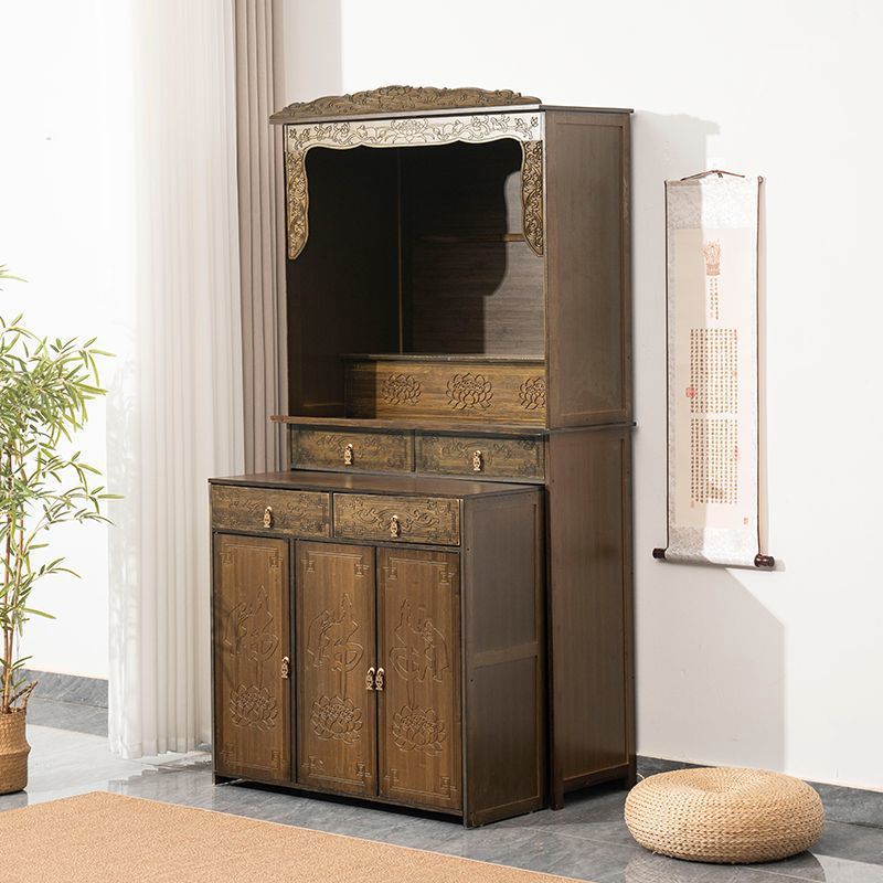 Chinese-Style Home Altar Cabinet for Living Room, Guan Yu Shrine Cabinet for Home Protection