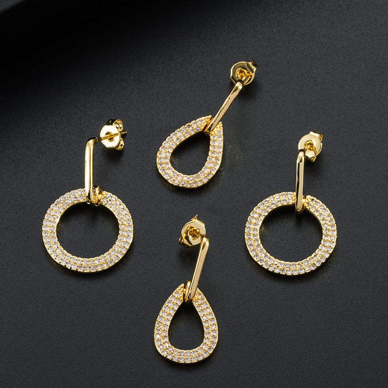 Fashion Drop-shaped Copper Micro-inlaid Zircon Earrings Female Simple display picture 2