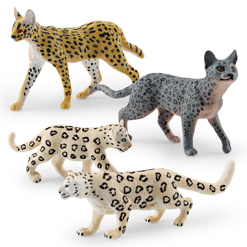 Simulación transfronteriza bosque animal modelo de leopardo ciencia y educación para niños cognición nieve leopardo gato leopardo decoración de escritorio juguete