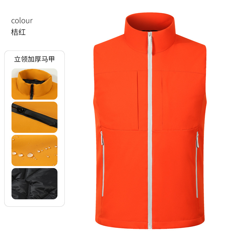 Invierno transfronterizo chaleco de plumón de hombre ropa de trabajo cálida con chaleco de plumón de hombre personalizado clip de caballo de algodón