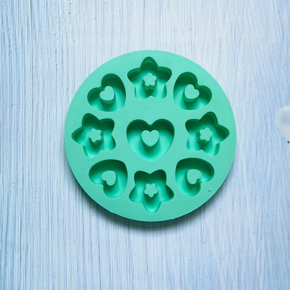 9 agujeros, 5 estrellas, 4 flores, 13 moldes de silicona, pastel, helado, pudín, molde de postre, jabón, utensilios de cocina