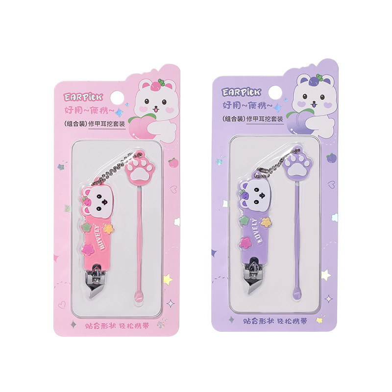 LMLTOP dibujos animados pinzas de uñas orejas de excavación conjunto de orejas de garra de gato cuchara de uñas herramientas de manicuras SY564