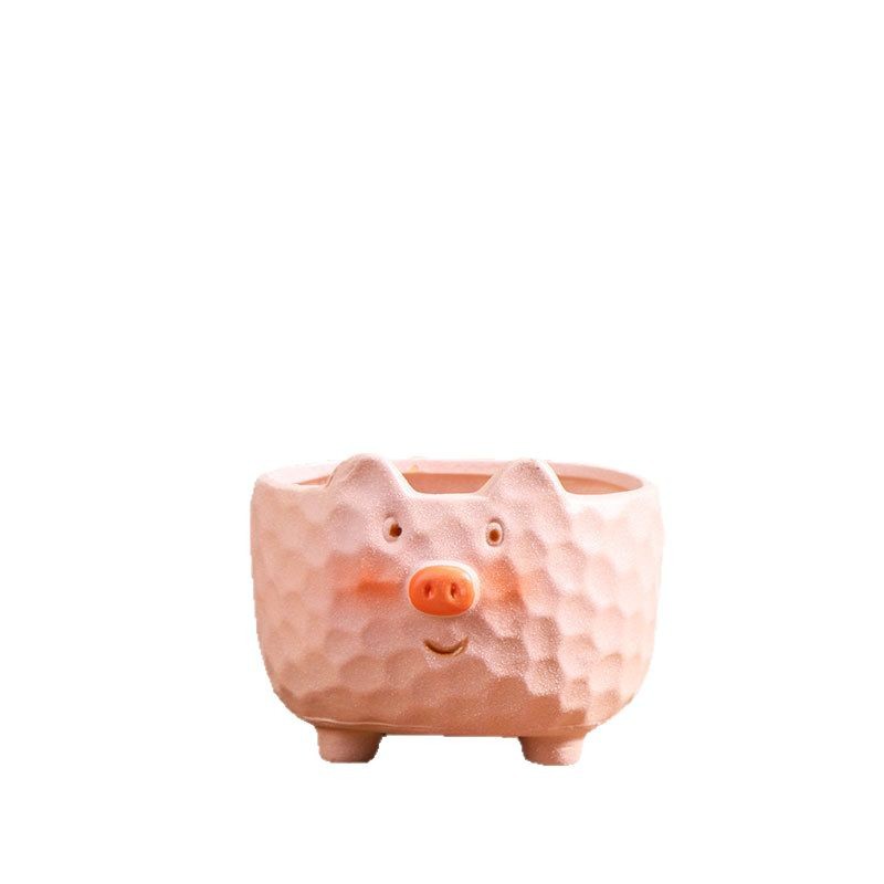 Maceta de carne de dibujos animados, personalidad creativa, escritorio, transpirable, animal, cerámica de gres, maceta de cerámica, liquidación al por mayor