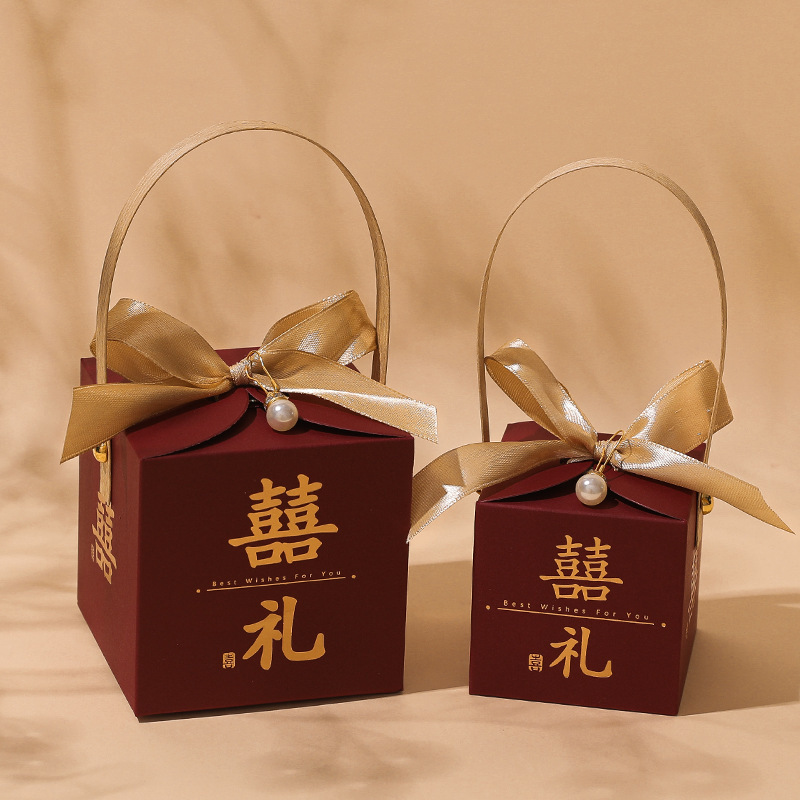 Caja de dulces de boda Boda 2024 Nuevo caramelo portátil de alta gama Empaquetado de dulces de boda Caja de regalo Bolsa vacía