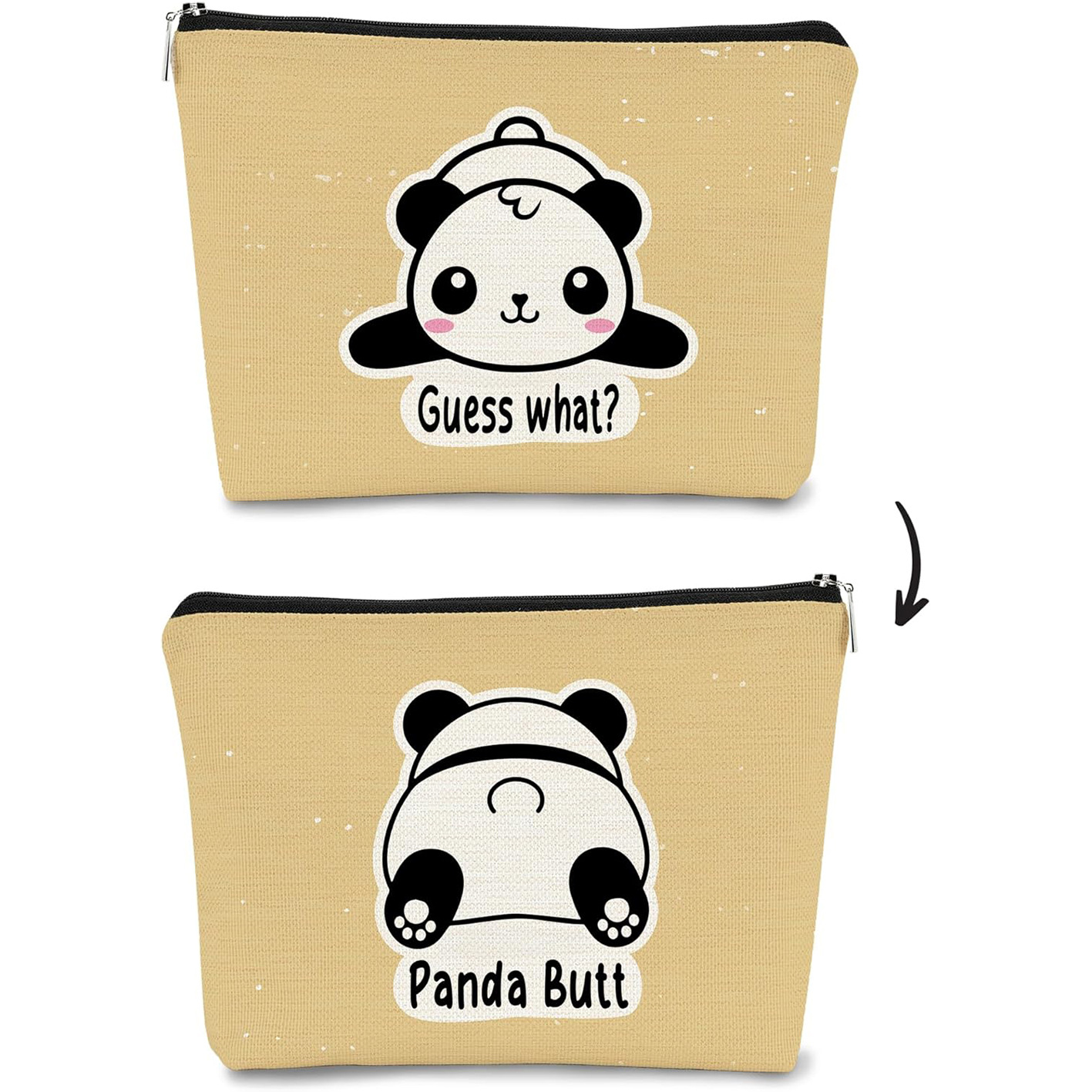 Transfronterizos Amazon brote lindo panda impresión doble cara bolsa de maquillaje bolsa de almacenamiento bolsa de cambio de lino impermeable