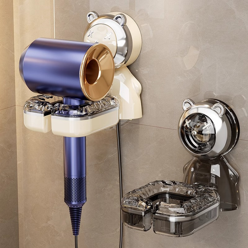 Soporte para Secador de Pelo de Pared Plástico Sin Perforación para Baño