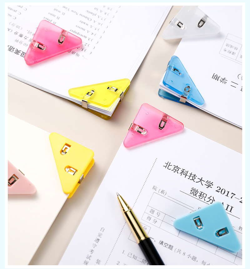 Transparent Triangle Clip Stationery Office Wholesale Binder Clip Acrylic Pp Clip Book Clip Anti-roll File Long Tail Clip display picture 2