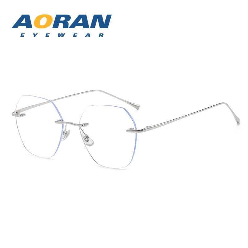 Ultra-light Rimless Myopia Glasses Men's Trendy Plain and Plain Light with Preference for Large Frame Slimming Anti-blue Light Eye Frame