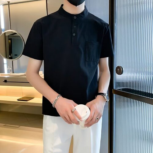 Men's Short Sleeve T-Shirt Summer Trend Brand Top Clothing Collar Polo Shirt Men's Half Sleeve Summer Wear