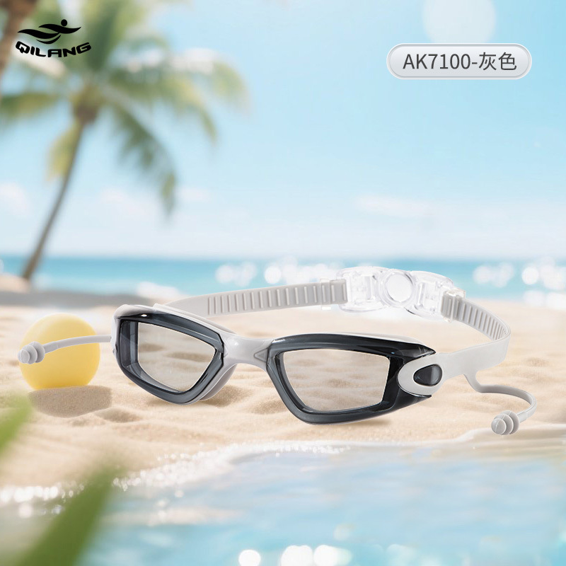 Gafas de Natación de Marco Grande de PC Impermeable Antiempañante con Tapones para Oídos para Natación image 12