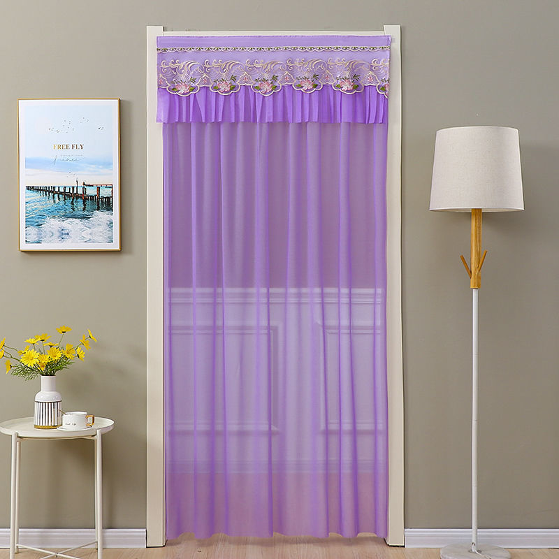 Cortina roja de boda de moda belleza hilo de encaje cortina de puerta dormitorio sala de estar simple cortina de partición a prueba de mosquitos