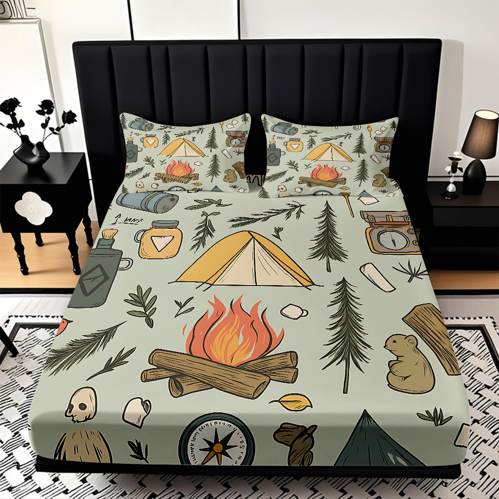 Camping 3D impresión digital cama textil casera Kits fabricantes de ropa de cama suministro directo transfronterizo modo JIT Temu