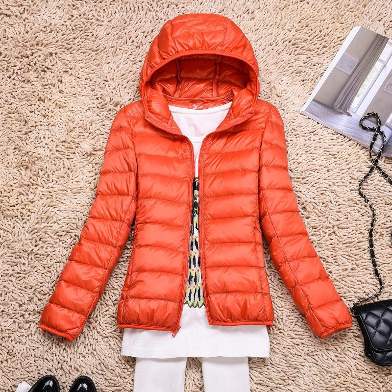 时尚轻薄羽绒服女加大加肥大码连帽白鸭绒短款轻便秋冬装保暖外套