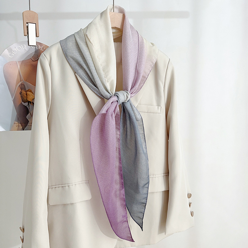Luz de lujo minimalista creativo delgado bufandas de seda de color gradiente INS dulce dama de alta moda bufandas de diamante de seda