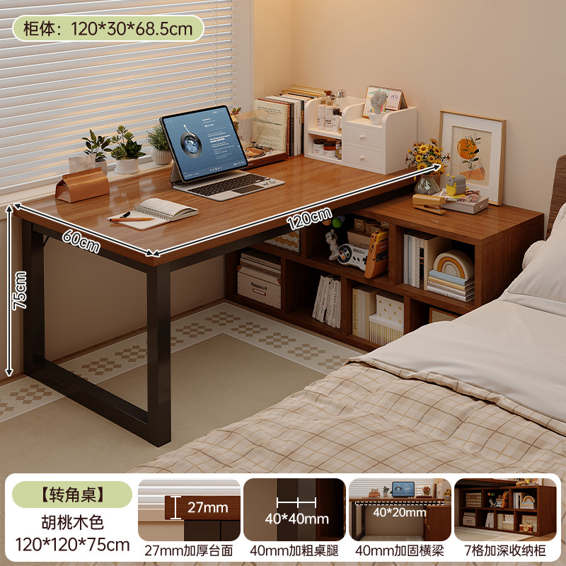 Escritorio esquinero cuidadosamente seleccionado con estantería, escritorio para computadora en forma de L, escritorio para escribir en casa, escritorio esquinero para oficina, mesa para dormitorio. image 18