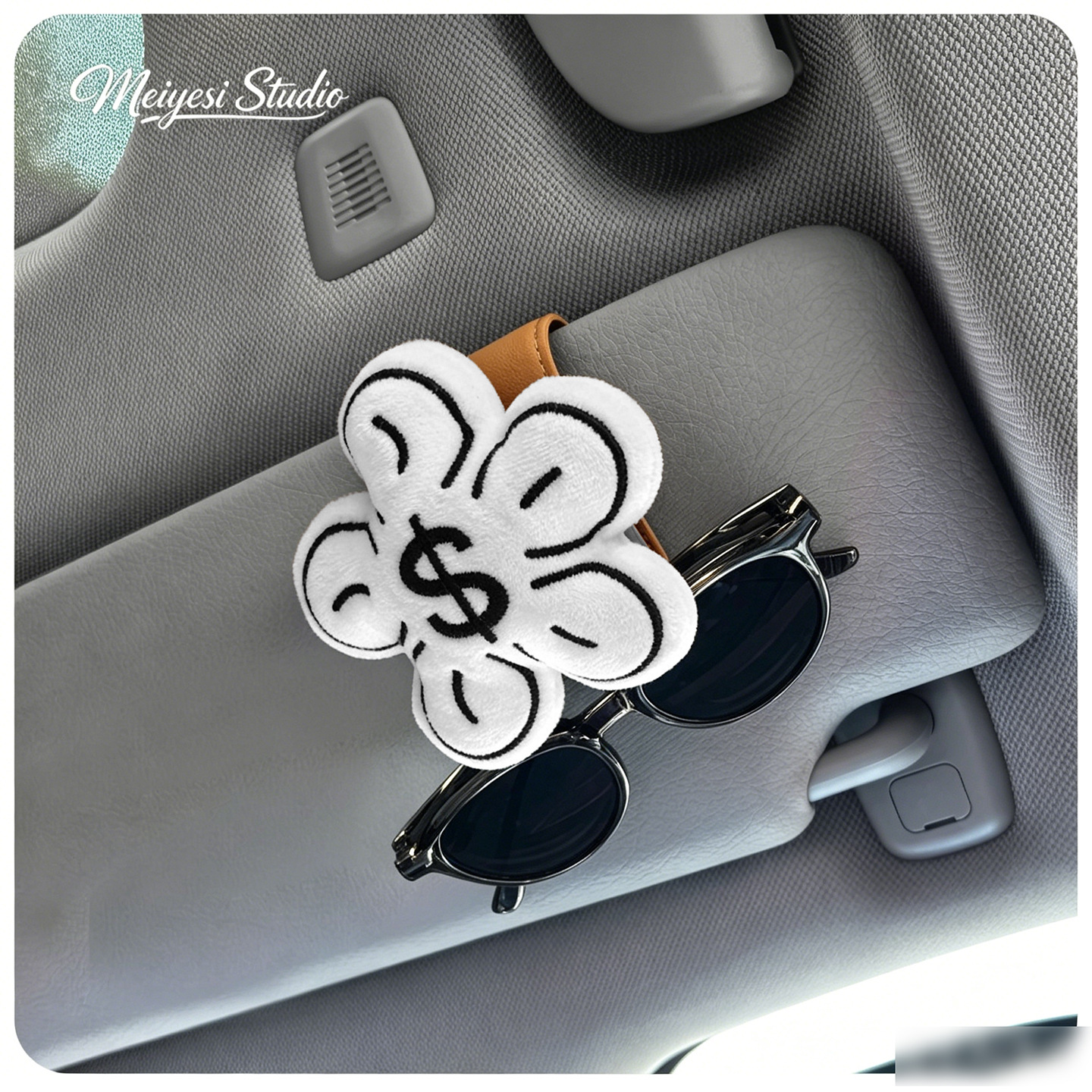 Car Sun Visor Clip for Glasses, Pink Cute Multifunctional Organizer for Girls, Can Hold Glasses and Receipts
