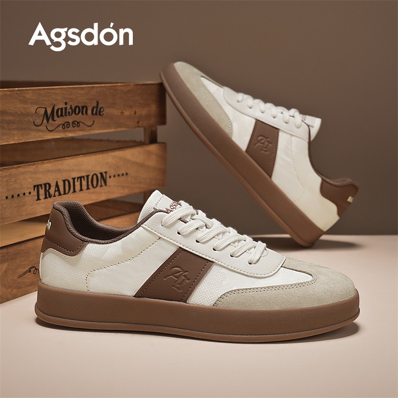 Zapatos de primavera para hombre, zapatos de entrenamiento alemán de suela gruesa de cuero 2025 nuevo estilo verano transpirable seda de hielo retro deportes y zapatillas de deporte de ocio de moda